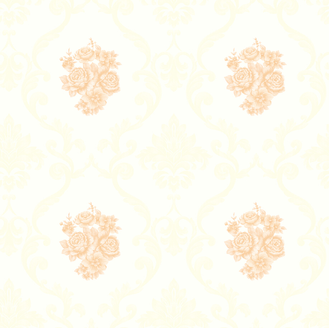 Papel de Parede Arabesco Floral Pequeno Amarelo