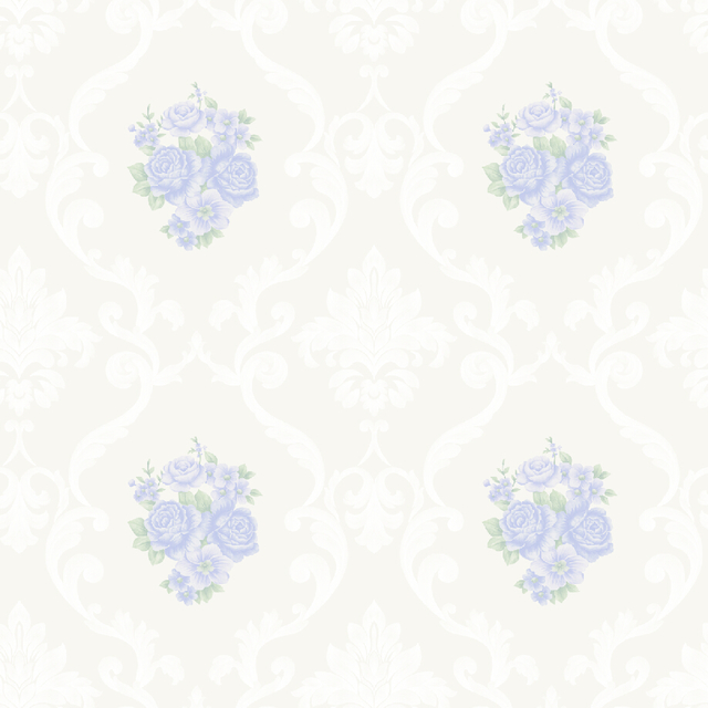 Papel de Parede Arabesco Floral Pequeno Azul