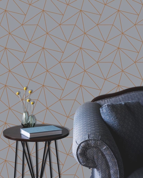 Papel de Parede Geométrico Estrela Fendi com Dourado